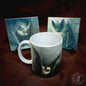 Bat Lovers Decor Gift Set: Goth Mug, 2 Ceramic Tiles, & Wooden Box