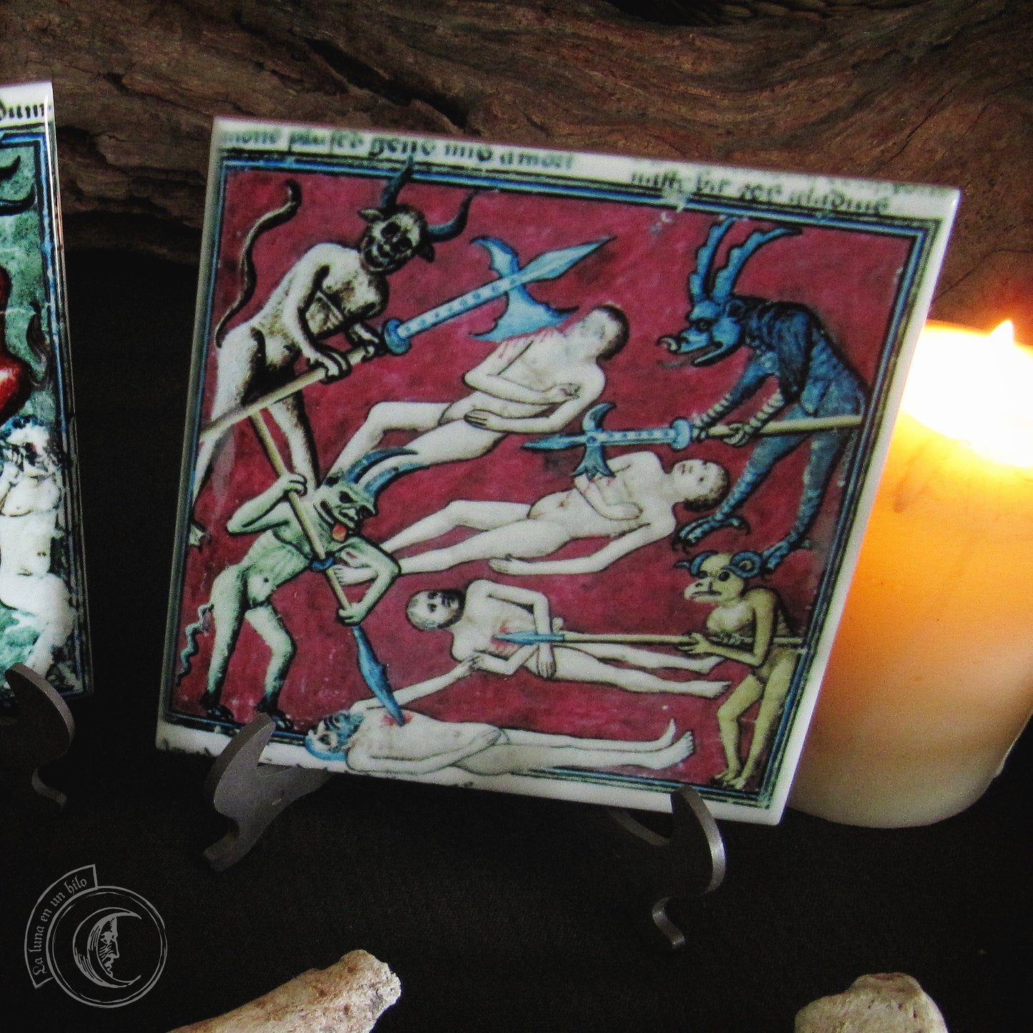 2x Medieval Demons - Ceramic Tile Set Decor