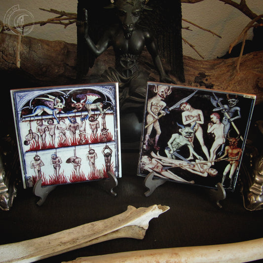 2x Medieval Demons II - Ceramic Tile Set Decor