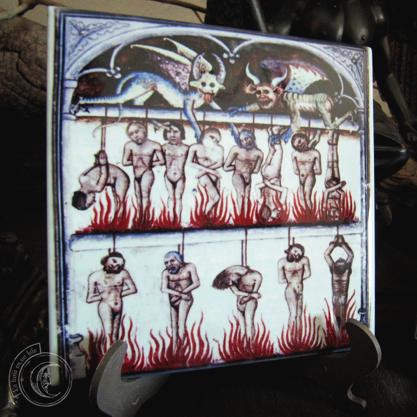2x Medieval Demons II - Ceramic Tile Set Decor