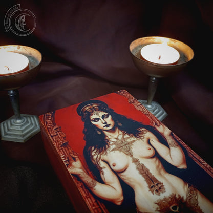 Lilith Goddess Wooden Tarot Box - Gothic Altar & Jewelry Keepsake