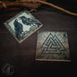 2x Viking Ceramic Tiles - Huginn and Muninn Ravens
