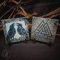 2x Viking Ceramic Tiles - Huginn and Muninn Ravens