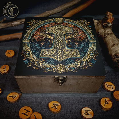 Estuche artesanal de madera - Drakkar - Decoración Vikinga