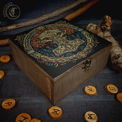 Estuche artesanal de madera - Drakkar - Decoración Vikinga