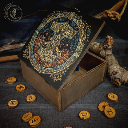 Estuche artesanal de madera - Drakkar - Decoración Vikinga