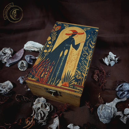 Caja de Tarot Bruja Whimsigothic - Estuche de Madera Estilo Folk Art 
