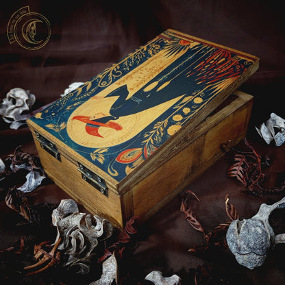 Caja de Tarot Bruja Whimsigothic - Estuche de Madera Estilo Folk Art 