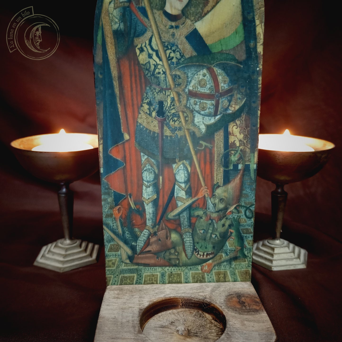 Saint Michael Archangel Candle Holder - Medieval Altar Decor