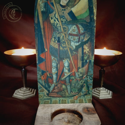 Saint Michael Archangel Candle Holder - Medieval Altar Decor