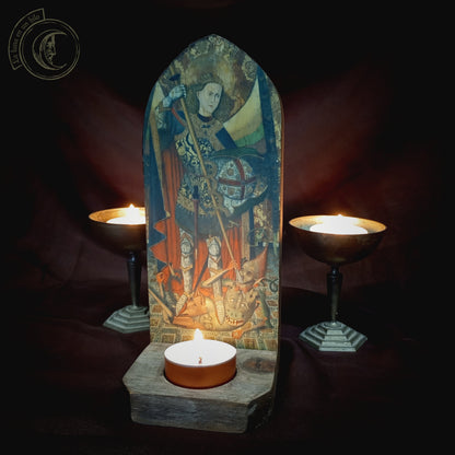 Saint Michael Archangel Candle Holder - Medieval Altar Decor