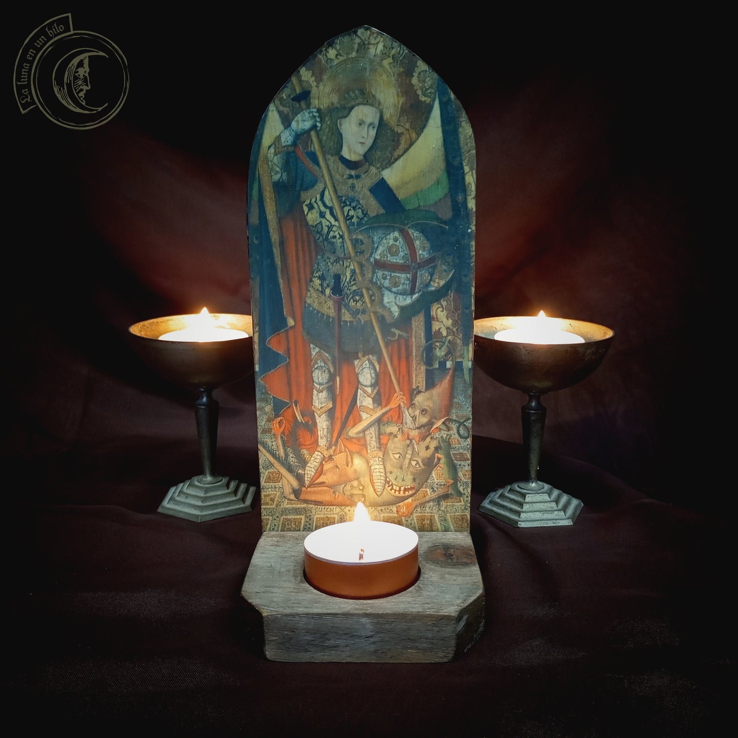 Saint Michael Archangel Candle Holder - Medieval Altar Decor