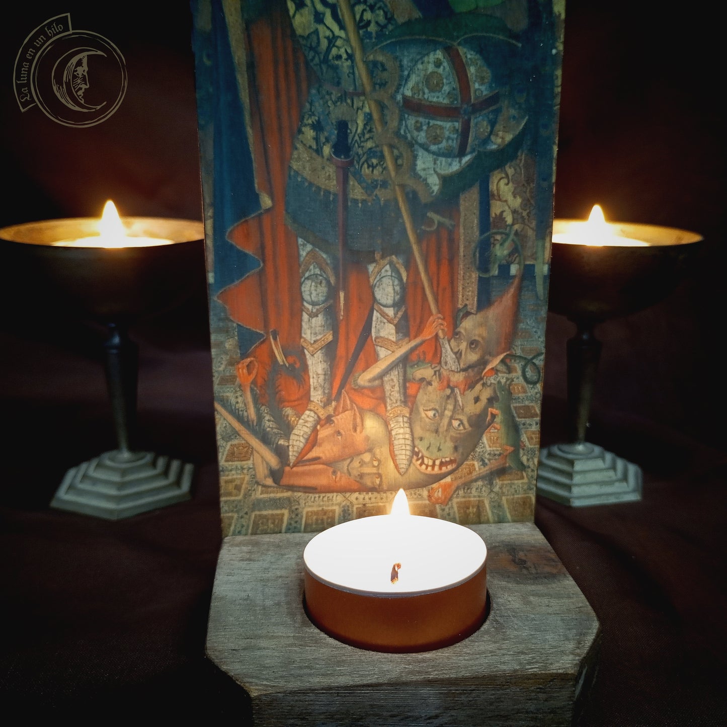 Saint Michael Archangel Candle Holder - Medieval Altar Decor