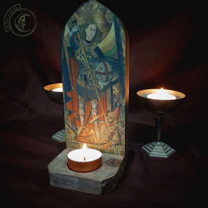 Saint Michael Archangel Candle Holder - Medieval Altar Decor