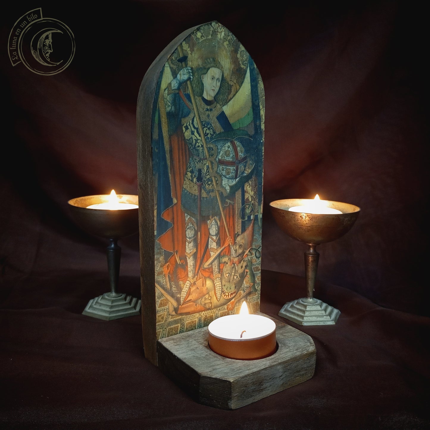 Saint Michael Archangel Candle Holder - Medieval Altar Decor