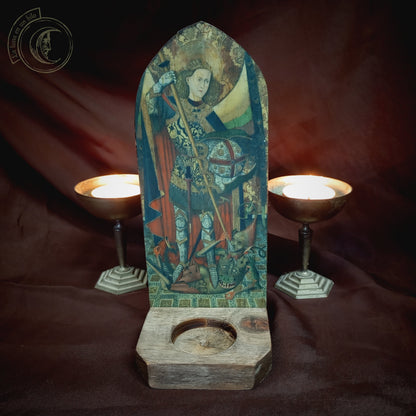 Saint Michael Archangel Candle Holder - Medieval Altar Decor
