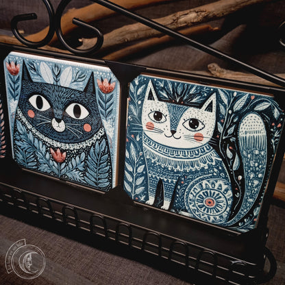 Scandinavian Folk Cats Wall Shelf | Wrought Iron Shrine