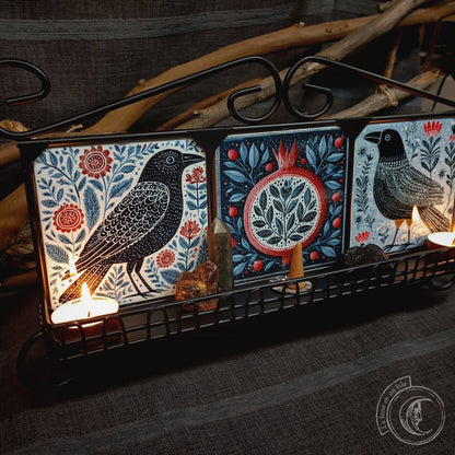 Étagère Murale Corbeau Folk Scandinave | Autel en Fer Forgé