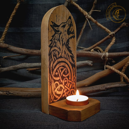 Fenrir Wolf - Wandkerzenhalter - Wikingerdekor