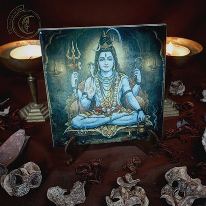 Azulejo Cerámico Dios Shiva - Decoración para Altar de Meditación y Yoga