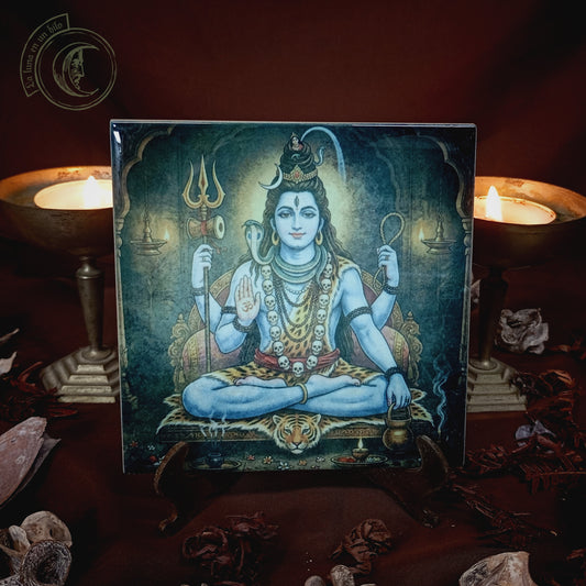 Azulejo Cerámico Dios Shiva - Decoración para Altar de Meditación y Yoga
