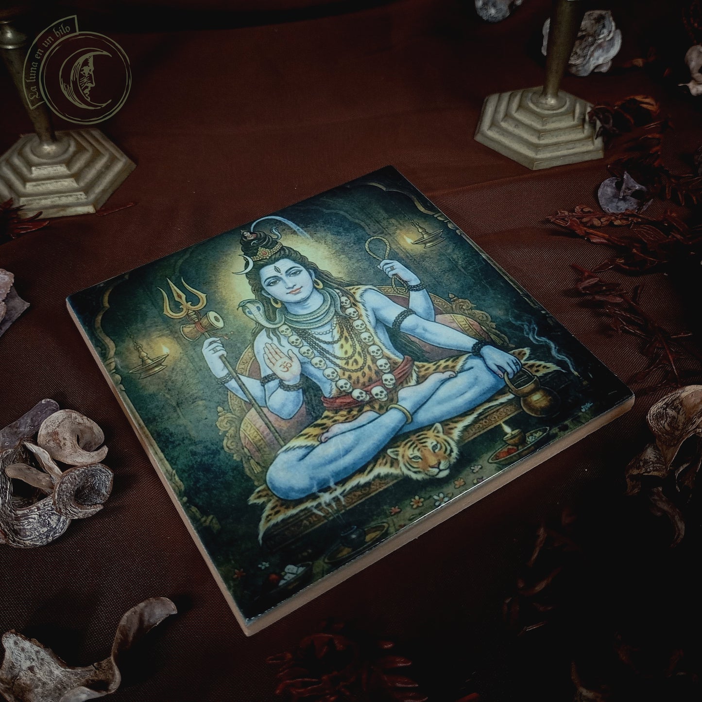 Azulejo Cerámico Dios Shiva - Decoración para Altar de Meditación y Yoga