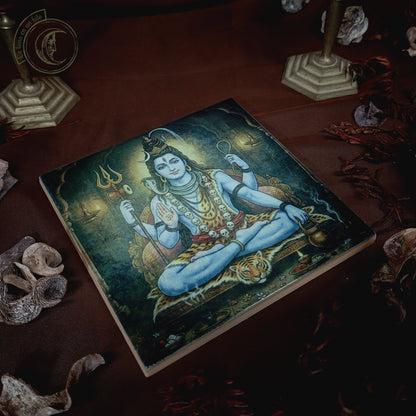 Azulejo Cerámico Dios Shiva - Decoración para Altar de Meditación y Yoga