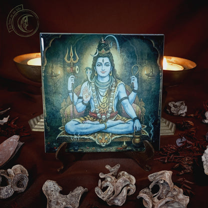 Azulejo Cerámico Dios Shiva - Decoración para Altar de Meditación y Yoga