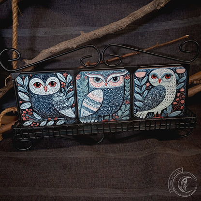 Scandinavian Folk Owl Wall Shelf | Wrought Iron Shrine