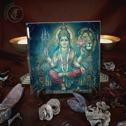 Azulejo Cerámico Diosa Parvati - Decoración de Altar Shakti y Energía Femenina