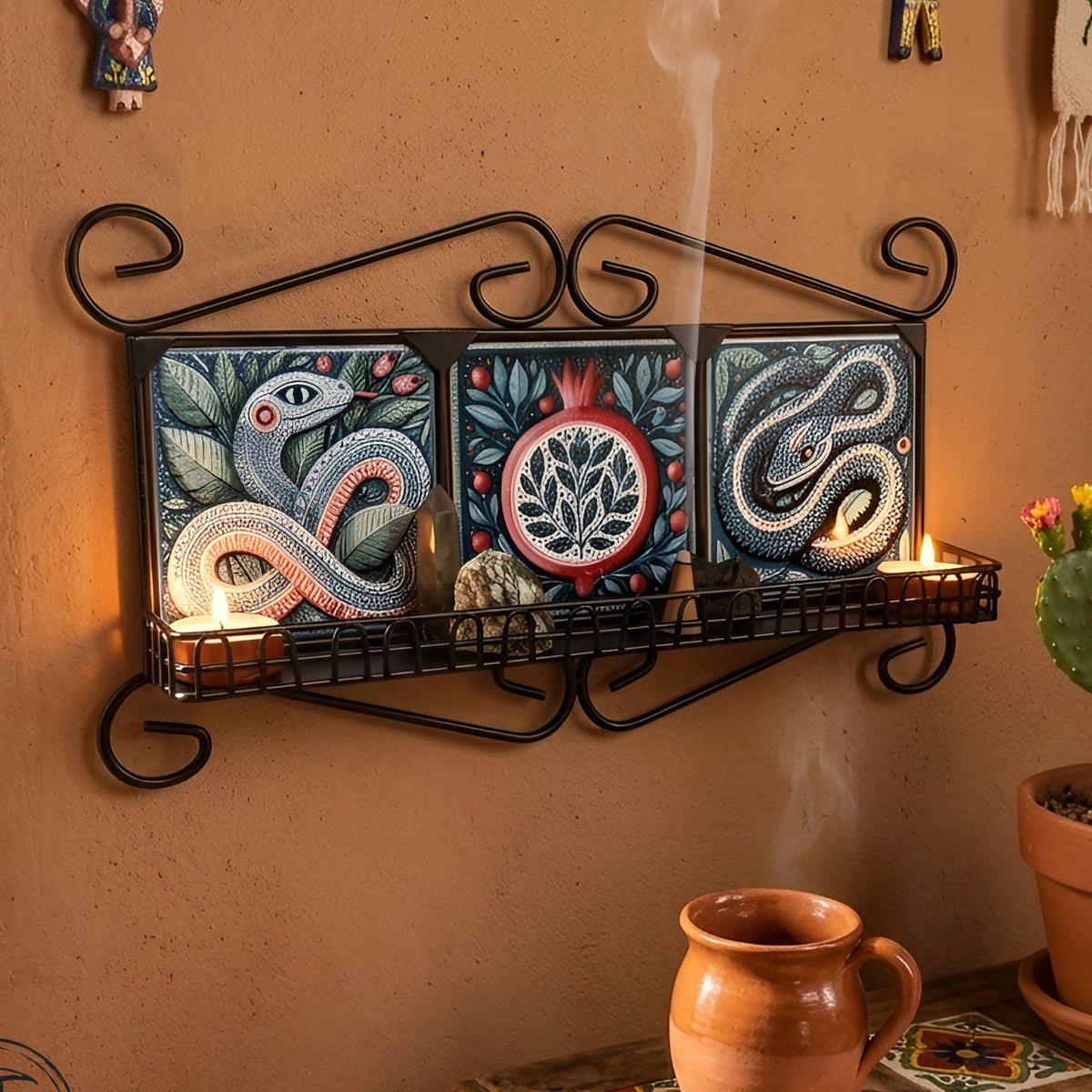 Étagère Murale Serpent Alébrijé Mexicain | Autel Fer Forgé